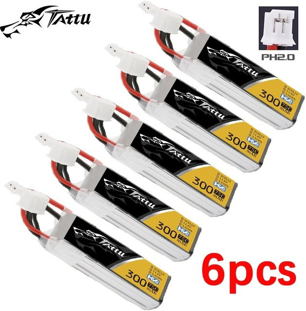 TATTU LiPo Batterie 300mAh 3S 11,4V 75C mit PH2.0 Stecker für RC Hubschrauber, Quadcopter und FPV Racing Drones - Bild 1