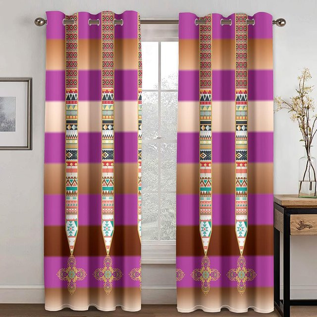 A Family Of Home Textiles Luxuriöse Vorhänge im ethnischen Design, Schwarz-Gold, 2er-Set, B: 50 cm, H: 50 cm - Bild 1