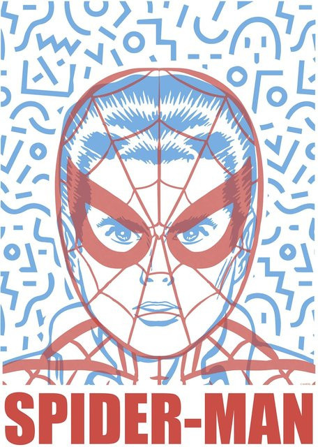 Komar Wandbild Marvel Spider-Man Face in Blau und Multicolour, Breite: 40 cm, Höhe: 50 cm - Bild 1