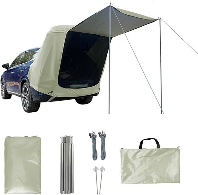 TOMTOP JMS Outdoor-Auto-Kofferraum-Zelt mit Baldachin für Camping und Picknick, Weiß und Grün - Bild 1