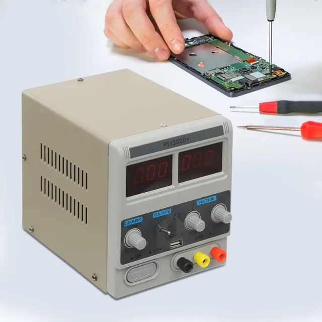 Labornetzteil mit einstellbarem Transformator 30 V 10 A und 15 V 2 A in Grau - Bild 1