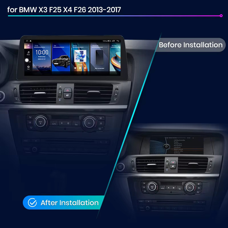 Junsun Wireless Carplay Android Auto Radio für BMW X3 F25 und X4 F26 (2010-2017) mit 12,3 Zoll Display, 4G, WiFi und GPS in Schwarz - Bild 2