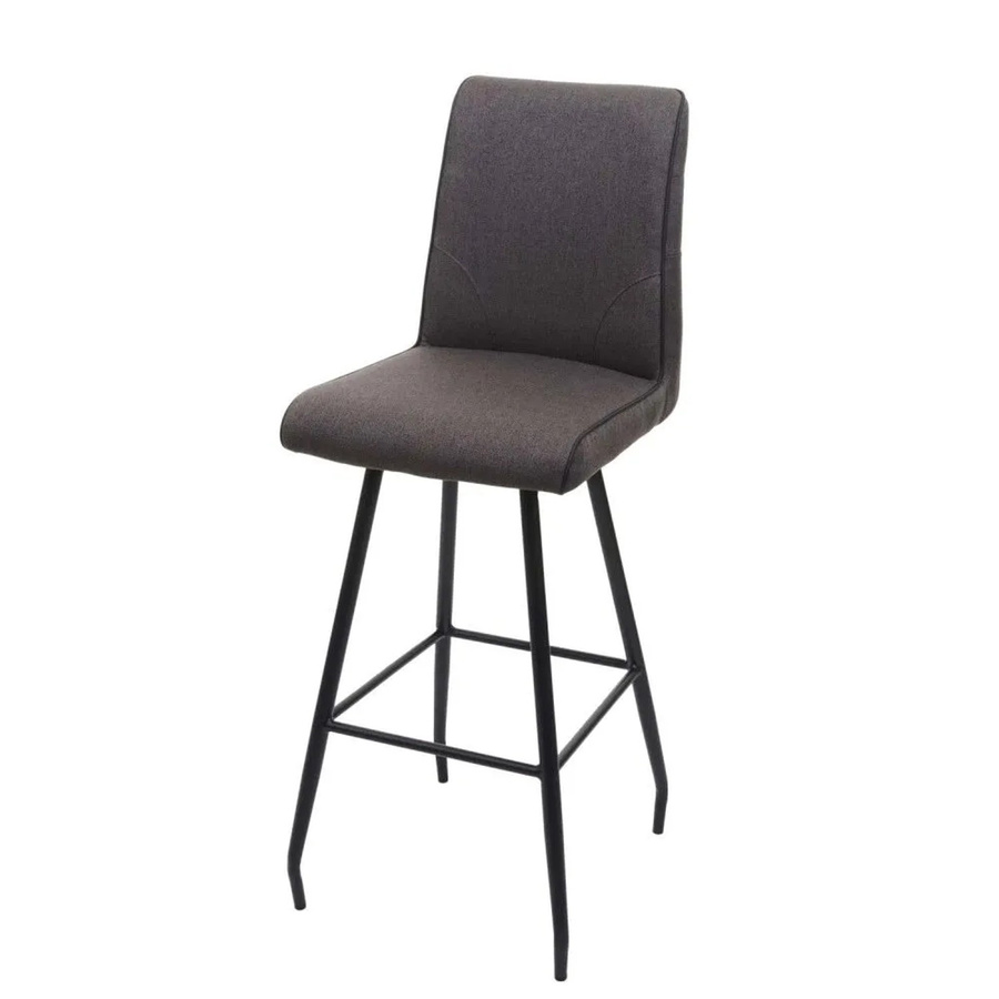 Barhocker MCW-H72 Tresenhocker mit Fußablage aus Stahl und Textil in Grau-Braun - Bild 2