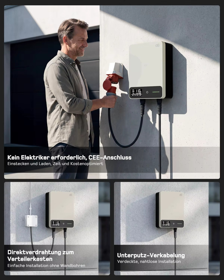 dé Wallbox 11kW Typ 2 Ladestation mit Tuya Smart App-Steuerung und Wi-Fi, Weiß - Bild 3