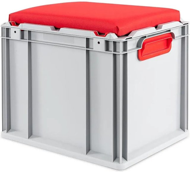 PROREGAL Eurobox NextGen Seat Box Sitzbox Rot/Grau H x B x T: 36,5 x 30 x 40 cm aus Kunststoff - Bild 1