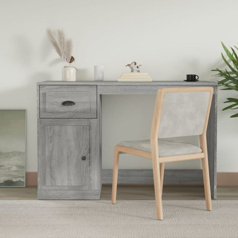 Vidaxl Schreibtisch mit Schublade in Grau, Modernes Design aus Holzwerkstoff, B/T/H: 115 x 50 x 75 cm - Bild 1