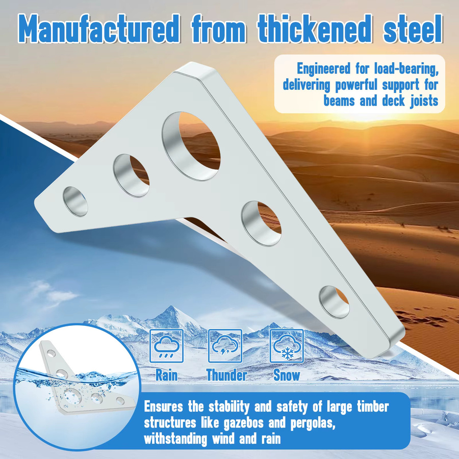 10 Stück Hands DIY Dreieckszwickel aus Edelstahl in Silber, 1/4 Zoll dick, 5-Loch Metallschweiß-Tabplatten zur Strahldeck-Unterstützung - Bild 4