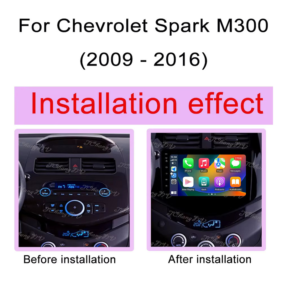 QLED Multimedia Autoradio mit CarPlay, GPS-Navigation und Split-Screen für Chevrolet Spark M300 (2009–2016), Schwarz - Bild 2