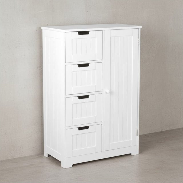 KADIMA DESIGN Badschrank im Landhausstil aus MDF mit 4 Schubladen, weiß matt lackiert, B/T/H: 83 x 30 x 30 cm - Bild 1