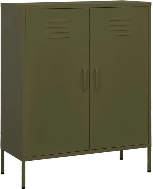 DELUKE Sideboard KEVI Metallschrank aus Stahl in Olivgrün, B/T/H: 80 x 35 x 101,5 cm - Bild 1