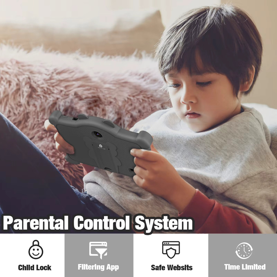 PRITOM Kids Learning Tablet PC 7 Zoll Android mit 2 GB RAM, 32 GB ROM, WiFi und Bluetooth in Grau inklusive bärenförmiger Schutzhülle - Bild 2