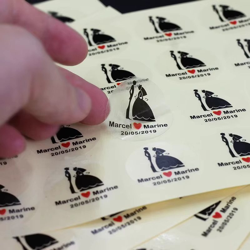 100 Stück personalisierte Logo-Aufkleber aus Papier in Weiß, Durchmesser: 3 bis 8 cm, selbstklebende Siegelaufkleber für Hochzeiten, Geschenke und Partys - Bild 2