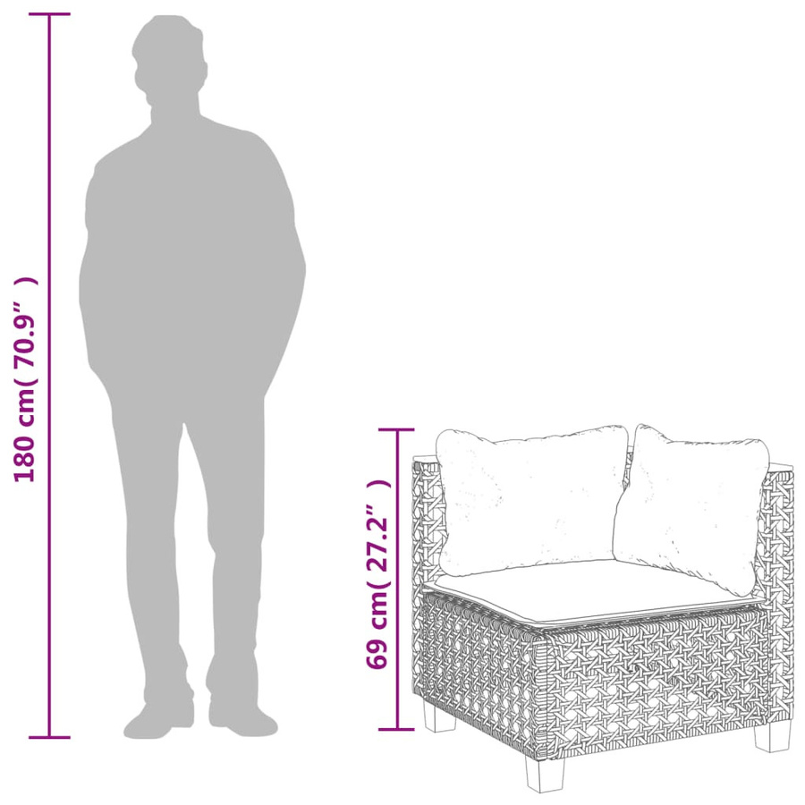 Modernes Garten Ecksofa von VD Home Furnishing aus grauem Poly-Rattan mit Polsterkissen - Bild 2
