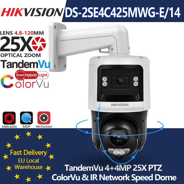 Hikvision TandemVu DS-2SE4C425MWG-E/14 IP-Kamera, 4MP Bullet & PTZ, 2,8 mm, 25X Zoom, Farbe & IR, Deep Learning Face Capture, Weiß - Bild 1