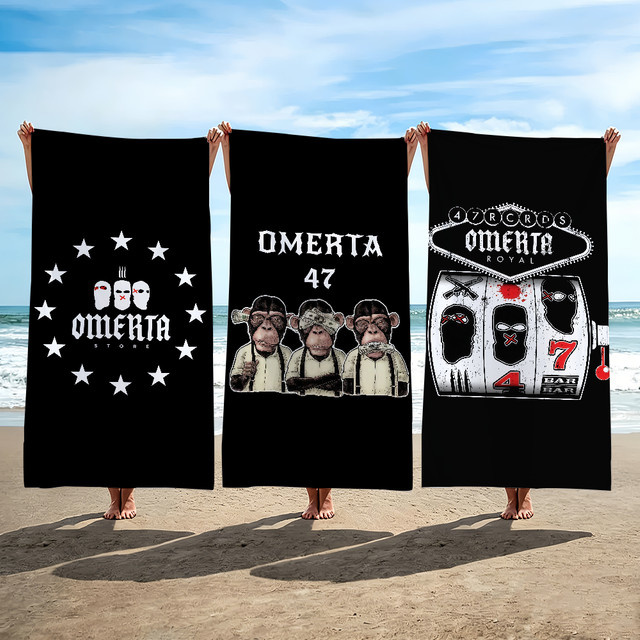 O-Omerta 47 Strandtuch Reisehandtuch Schwarz für Pool, Strand und Camping - Bild 1