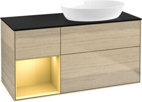 V&B Waschtischunterschrank Finion mit Wandbeleuchtung, Farbe: Eiche beige lackiert, Breite: 120 cm, Tiefe: 50,1 cm, Höhe: 50,1 cm - Bild 1