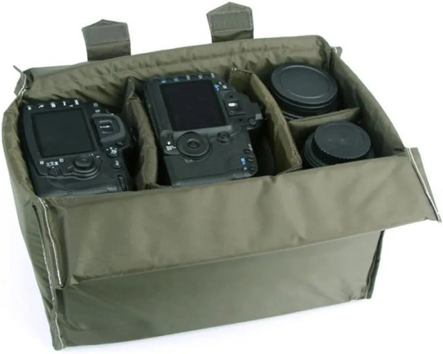 OLOEY Wasserdichte und faltbare Kamera-Schutztasche mit gepolsterten Trennwänden in Grün, passend für Canon, Nikon und Pentax DSLR-Kameras und Objektive - Bild 1