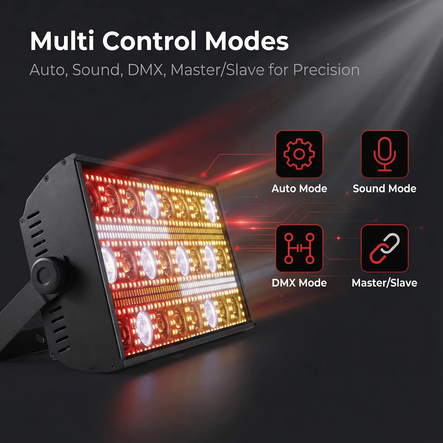 HYULIGHTS 4er-Set 300W LED Beam & Strobe Licht RGBW 4in1 Warmweiß Schwarz für DJ Disco Party Show - Bild 2