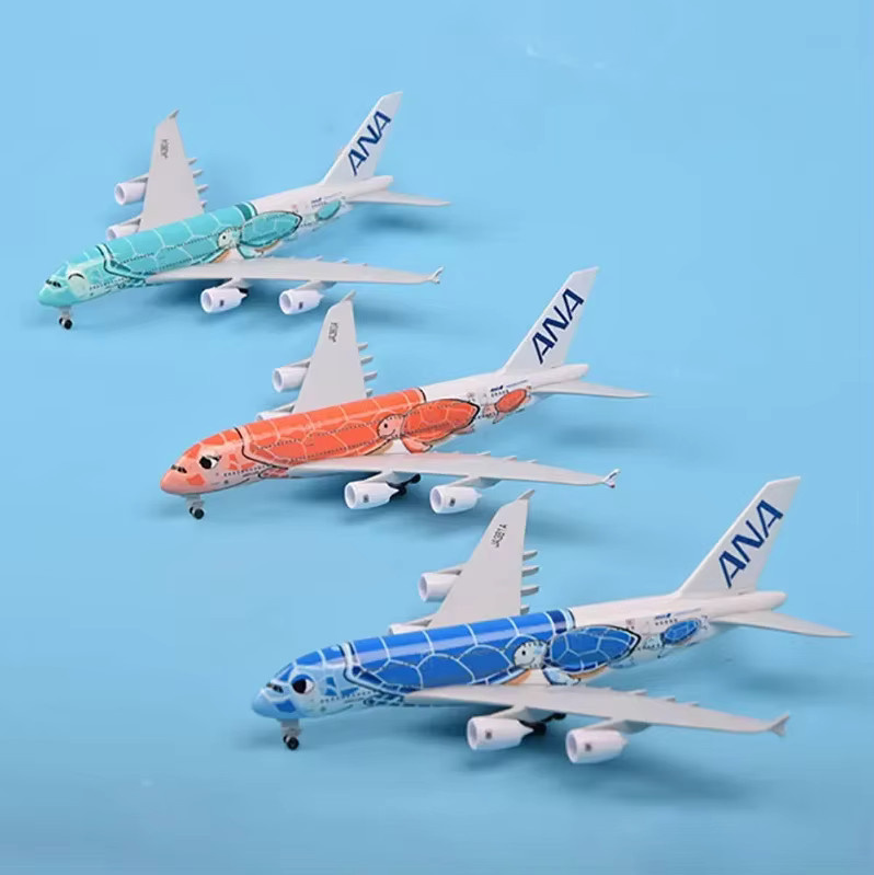 ZOCO Japan Air ANA Airbus A380 Cartoon Sea Turtle Airlines Modellflugzeug, Metall, 20 cm - Bild 1