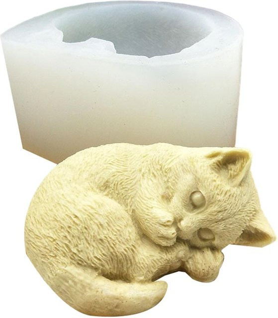 CosyHome Silikon Katzenform für Seife, Kerzen, Mousse und Kuchen in Beige - Bild 1