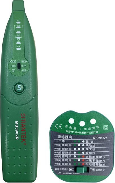 Finder MS6812 MS5902 Automatischer Leistungsschalter und Sicherungssteckdosentester 220V/110V mit Taschenlampen-Schaltung in Grün - Bild 1