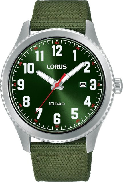 Lorus Herrenuhr, Quarz, Edelstahl, 41 mm, Textil/NATO, Grün, 10 ATM - Bild 1