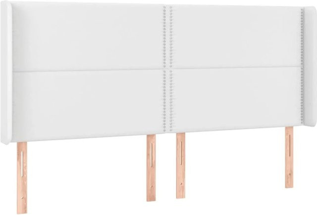 vidaXL LED Kopfteil Weiß aus Kunstleder mit USB-Ladeport und integrierter Beleuchtung, B: 203 cm, T: 16 cm, H: 118 cm bis 128 cm - Bild 1