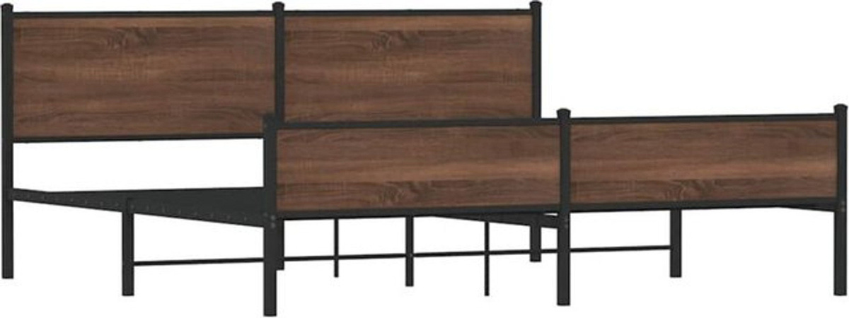 Metallbett Vidaxl in Braun mit Eichen-Optik im Industrial-Stil aus Metall und Holzwerkstoff B/T: 200 x 200 cm - Bild 1