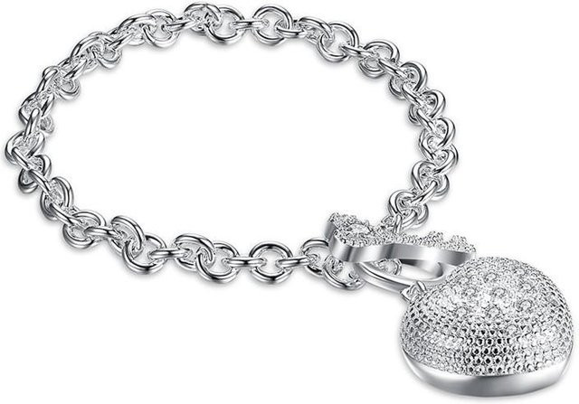 Armband, Herz Schlüssel zu, Silber-überzogen, Damen, weiß - Bild 1