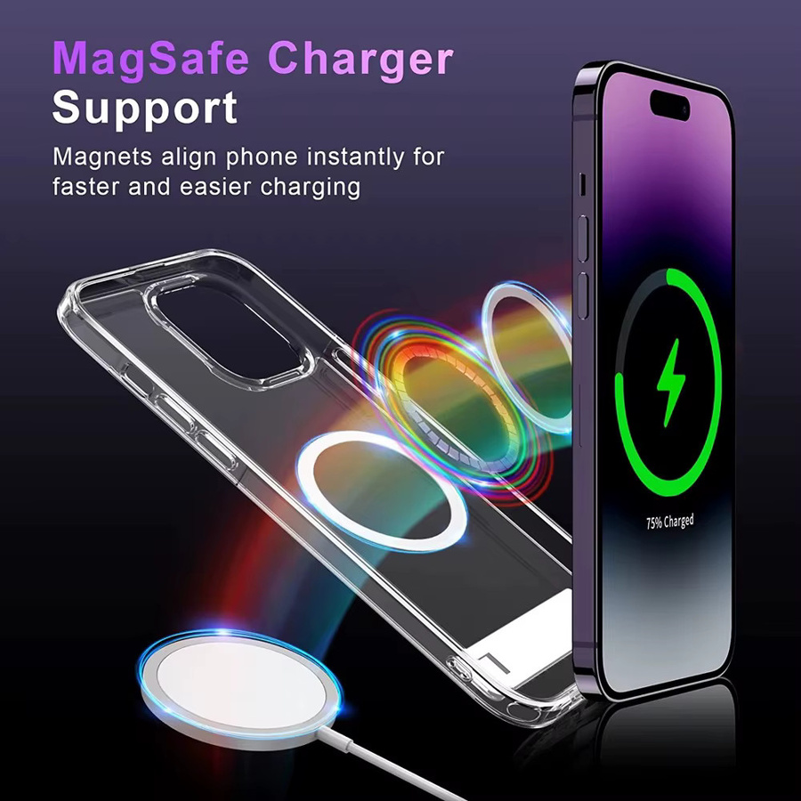 EDEBA Magnetische iPhone Handyhülle mit Ständer, Transparent, Stoßfest und MagSafe kompatibel für iPhone 15 14 13 12 11 Pro Max Plus Mini - Bild 5