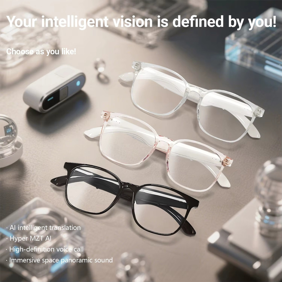 Smarte KI-Übersetzungsbrille von Koipsse in Schwarz mit kabelloser Touch-Bedienung und integriertem Lautsprecher - Bild 2
