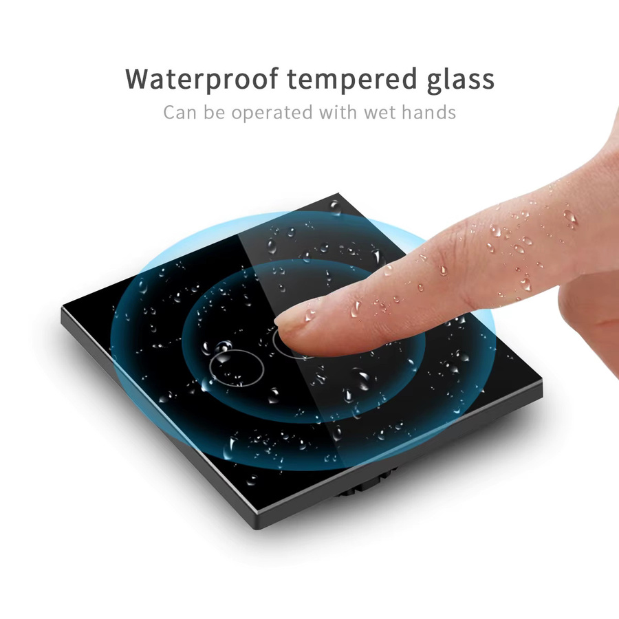 Moderner LED Touch Wand Lichtschalter mit Kristallglas Panel in Schwarz und Transparent - Bild 4