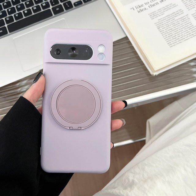 Stoßfeste Flüssigsilikon Handyhülle mit Ringhalter für Google Pixel 9 8 7 6 Pro XL 9A 8A 7A 6A in Bonbonfarben - Bild 1