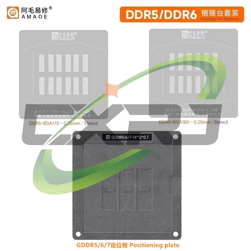 Amaoe BGA Reballing Schablone für GDDR6 DDR6 FBGA180 D9WCW D9WCR D8BGW D8BGX K4ZAF325BM-HC16 K4Z80325BC-HC12 K4Z80325BC-HC14 D8BZC DDR - Bild 2