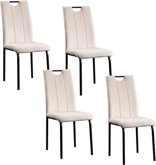 HTI-Living Stuhl Denton Velvet in Creme/Beige mit Metallgestell für dein Esszimmer - Bild 1