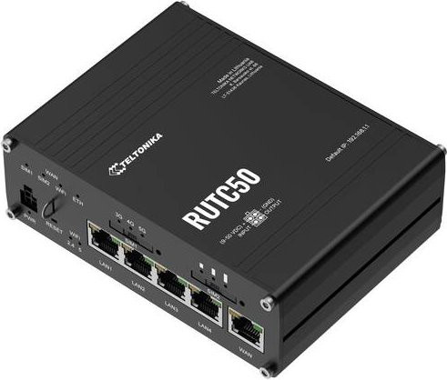 Teltonika RUTC50 WLAN Router mit 5G, WiFi 6 Dual-Band und GPS in Schwarz - Bild 1