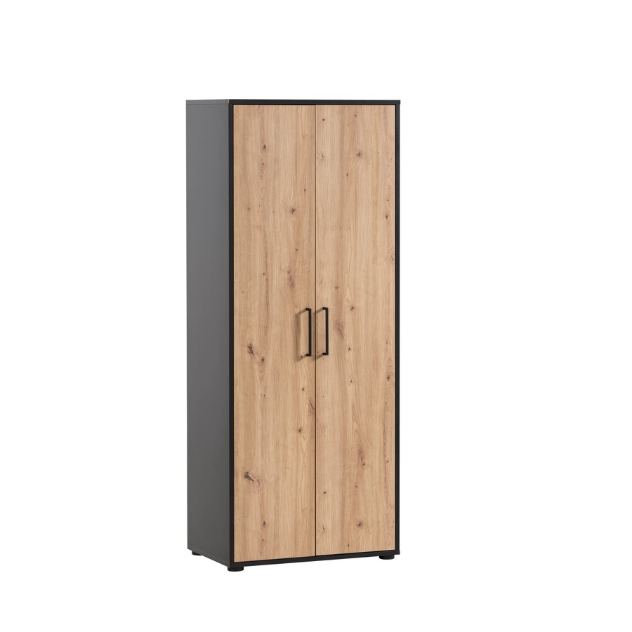 PROREGAL Aktenschrank Raven mit 2 Flügeltüren und 4 Fächern in Eiche und Schwarz, H x B x T: 164 x 65 x 41 cm - Bild 2