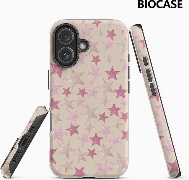 Potdemiel Handyhülle mit Rosa Glitzer-Sternschnuppen für iPhone 17 16 15 14 13 Pro Max Plus, Robuste Magnetische Einzel- und Doppelschicht-Schutzhülle - Bild 1