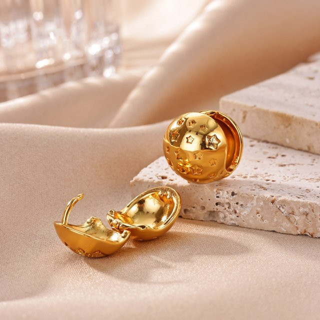 HPTOTMG Ohrstecker, geometrische Kreis, Zirkonia, 18 Karat vergoldet, Damen - Bild 1