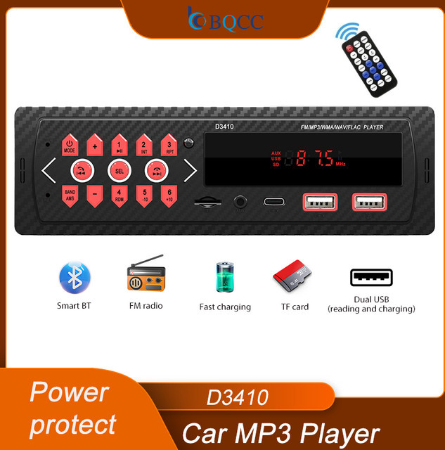 BQCC 1DIN MP3 Autoradio mit Bluetooth, FM, USB, TF und AUX in Schwarz - Bild 1
