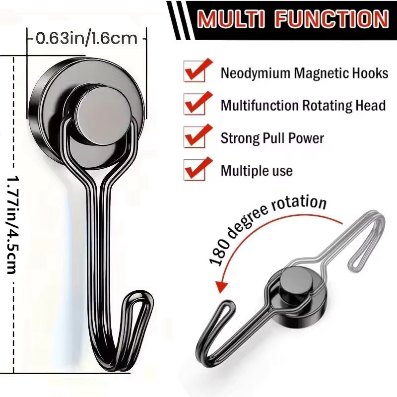 Mognot Mehrteilige Magnetische Schwerlast-Magnethaken in Schwarz aus Metall für Küche und Haushalt - Bild 5