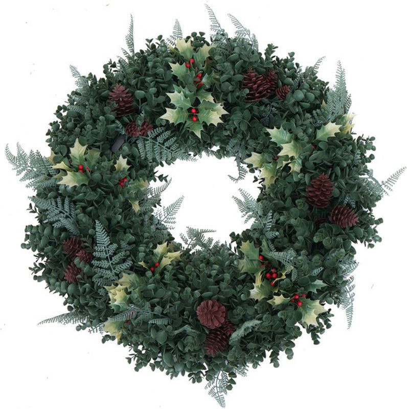 Künstlicher Adventskranz MCW-O98 in Grün mit roten Beeren, Durchmesser: 60 cm - Bild 1