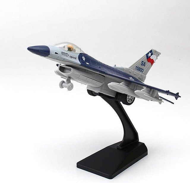 Binchi Keji Travel Legierungs-Kampfflugzeug F16 Modell, Metall, Grau, ab 3 Jahren - Bild 1