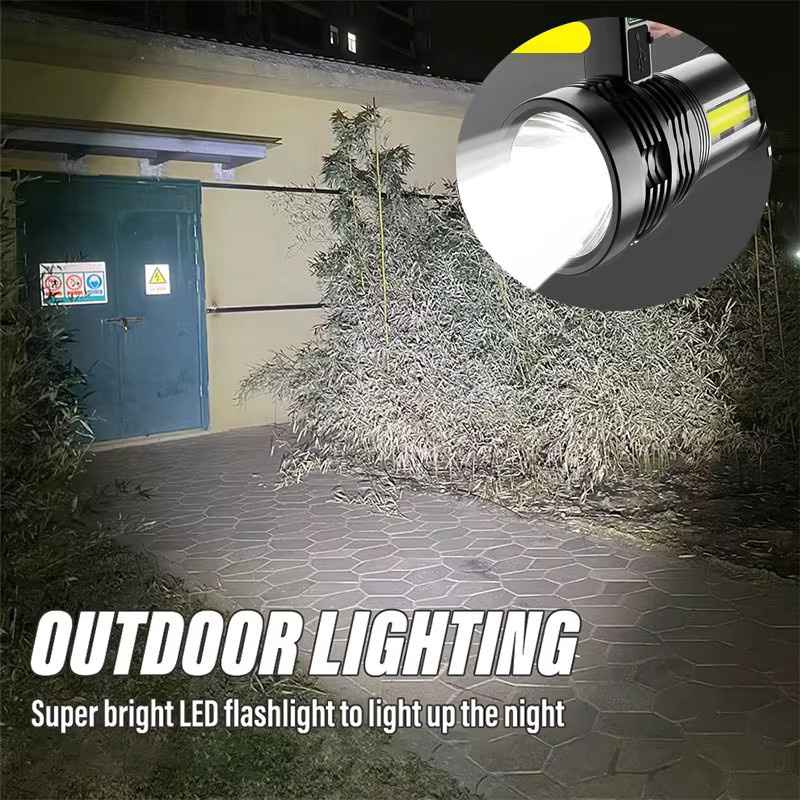 Heinast Tragbare LED COB Taschenlampe mit USB-Ladefunktion, Wasserdicht, Schwarz - Bild 2