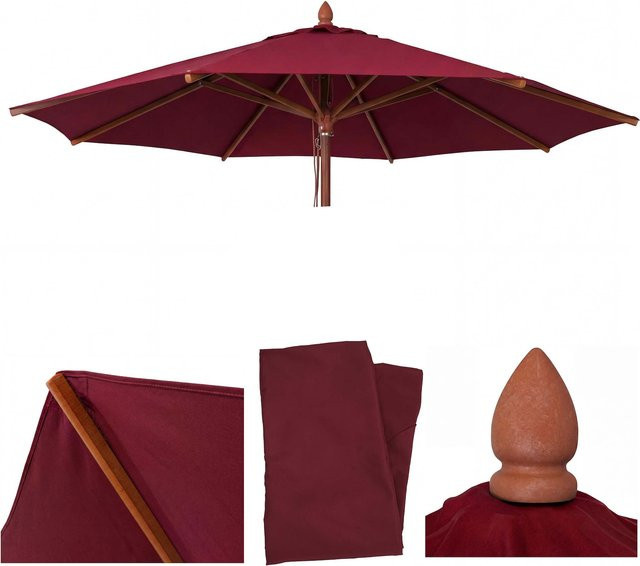 MCW Ersatz-Bezug für Gastronomie Holz-Sonnenschirm C57b, rund, Durchmesser: 300 cm, Polyester, Bordeaux - Bild 1