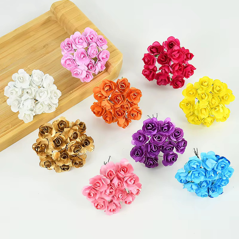 144 Stück künstliche Mini-Rosen aus Papier von ZQCXLD in Multicolor, Durchmesser: 2 cm, ideal für Hochzeit, Party und DIY-Dekorationen - Bild 4