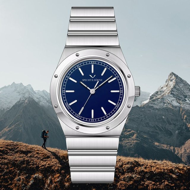 Specht & Söhne Armbanduhr, Quarz, Edelstahl, 38 mm, Herren, Blau - Bild 1