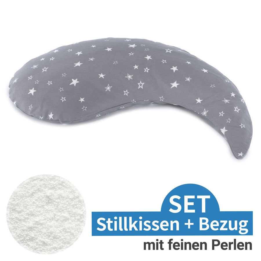 Theraline Stillkissen Das Yinnie mit Mikroperlen-Füllung und Bezug, Farbe: Grau, Muster: Sternenhimmel, Länge: 135 cm - Bild 1