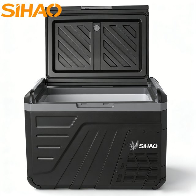 SIHAO Tragbarer Auto-Kühlschrank mit Kompressor in Schwarz, Kühl- und Gefrierkombination für Camping und Wohnmobil, 12V/24V DC und 100-240V AC - Bild 1