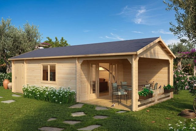Gartenhaus Heinz mit Terrasse und Terrassenüberdachung B/T: 9 x 4 m - Bild 1